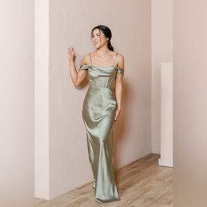 Revelry London Convertible Satin Dress - Silver Sage
